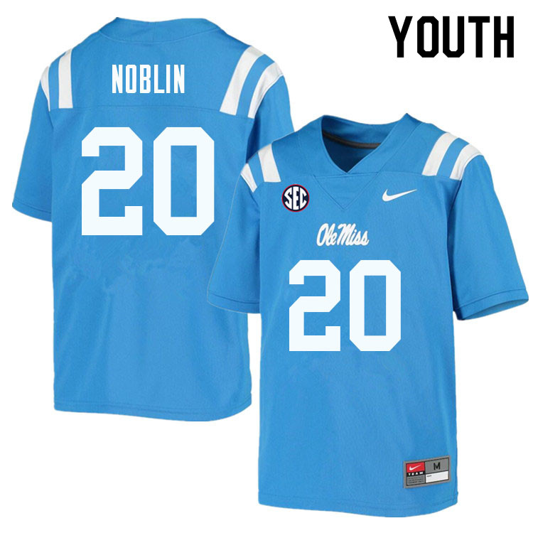 Blake Noblin Ole Miss Rebels NCAA Youth Powder Blue #20 Stitched Limited College Football Jersey SBK7258GR